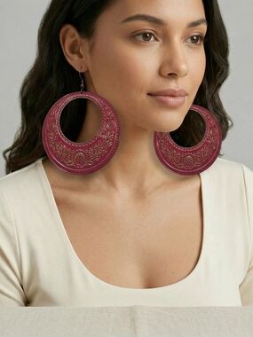 Vibrant Pink Hoop Earrings - Vintage Gypsy BOHO